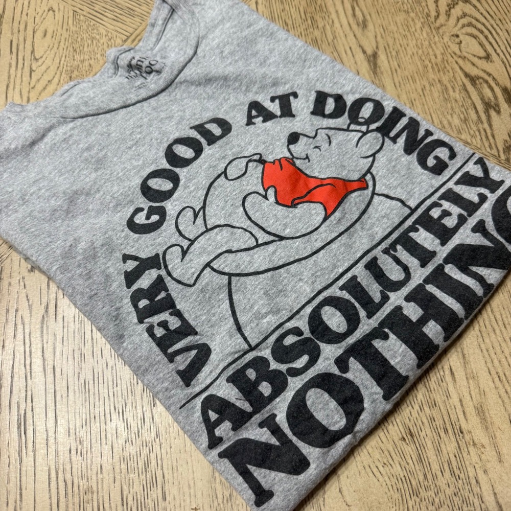 Disney Winnie the Pooh T Shirt XXL Grey "Very Good At Doing Absolutely Nothing"